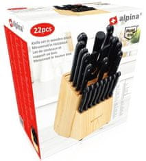 Alpina Komplet nožev Alpina ED-212292 Komplet nožev v lesenem stojalu 22 kosov