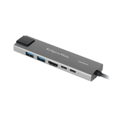 adapter (vozlišče) usb tipa c na hdmi/2x usb3.0/2x usb tipa c/rj45