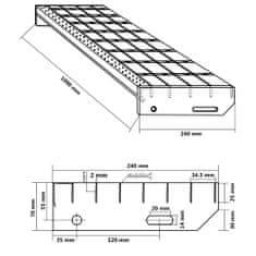 Vidaxl Stopnica z rešetko 100x24x7 cm pocinkano jeklo