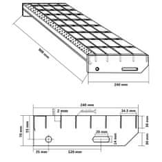 Vidaxl Stopnica z rešetko 90x24x7 cm pocinkano jeklo