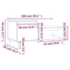 Vidaxl Klubska mizica Bela 100x50x45 cm inženirski les