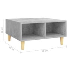 Vidaxl Klubska mizica betonsko siva 60x60x30 cm iverna plošča