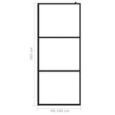 Vidaxl Steklena pregrada za tuš s prozornim ESG steklom črna 100x195cm