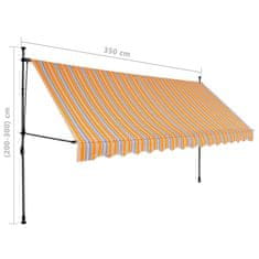 Vidaxl Ročno zložljiva tenda z LED lučkami 350 cm rumena in modra