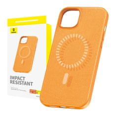 NEW Magnetno ohišje za telefon iPhone 15 ProMax Baseus Fauxther Series (oranžno)