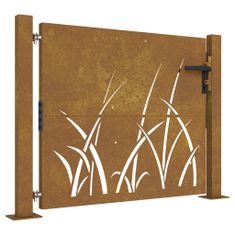 Vidaxl Vrtna vrata 105x105 cm Corten jeklo dizajn drevesa