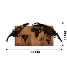 Wallity Dekorativni leseni stenski dodatek, zemljevid sveta