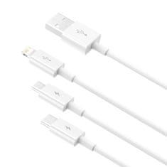 BASEUS Kabel USB 3v1 Baseus Superior Series, USB na micro USB / USB-C / Lightning, 3,5 A, 1,2 m (bel)