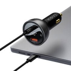 NEW Avtomobilski polnilec Baseus Superme, USB, USB-C, 140 W (črn)