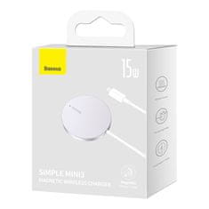 BASEUS Magnetni brezžični polnilec Baseus Simple Mini3 15W (srebrn)