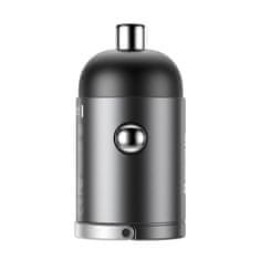 BASEUS Tiny Star mini avtomobilski polnilec, USB, QC 3.0, 30 W (siv)