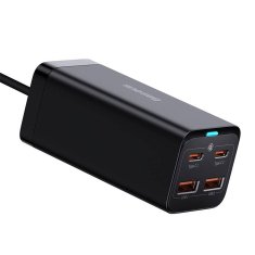 BASEUS Baseus GaN3 Pro stenski polnilec 2xUSB-C + 2xUSB, 100W (črn)