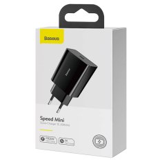 BASEUS Baseus Speed Mini hitri polnilec, USB-C, PD, 3A, 20W (črn)