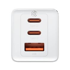 BASEUS Stenski polnilec Baseus GaN5 Pro 2xUSB-C + USB, 65W (bela)