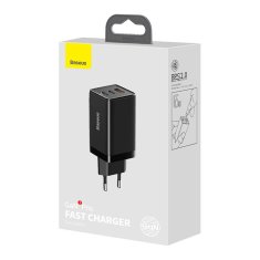 BASEUS GaN3 Pro omrežni polnilnik, 2xUSB-C + USB, 65W (črn)