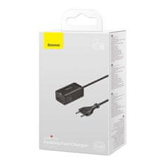 BASEUS GaN3 Pro omrežni polnilnik, 2x USB-C, 2x USB, 65 W (črn)