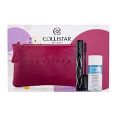 Collistar Impeccabile Odtenek ultra black Set maskara Impeccabile Mascara 14 ml + dvofazni odstranjevalec ličil Two Phase Make-up Removing Solution 35 ml + kozmetična torbica The Bridge 1 kos