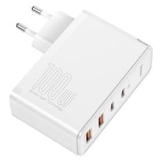 BASEUS GaN2 Pro omrežni polnilnik, 2x USB + 2x USB-C, 100 W, EU (bela)