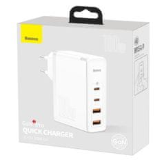 BASEUS GaN2 Pro omrežni polnilnik, 2x USB + 2x USB-C, 100 W, EU (bela)