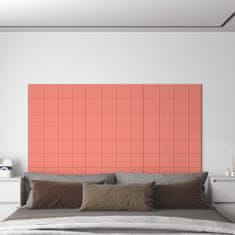 Vidaxl Stenski paneli 12 kosov roza 60x15 cm žamet 1,08 m²