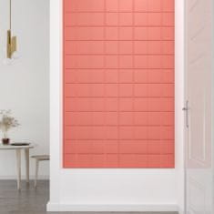 Vidaxl Stenski paneli 12 kosov roza 60x15 cm žamet 1,08 m²
