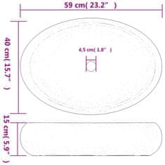 Vidaxl Nadpultni umivalnik bel in zlat ovalni 59x40x15 cm keramika