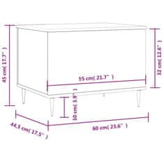 Vidaxl Klubska mizica dimljeni hrast 60x44,5x45 cm inženirski les