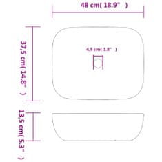 Vidaxl Umivalnik siv in črn pravokoten 48x37,5x13,5 cm keramika