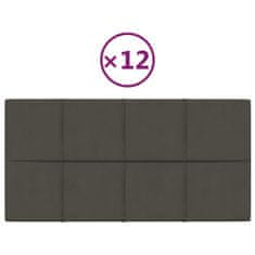 Vidaxl Stenski paneli 12 kosov temno sivi 60x30 cm žamet 2,16 m²