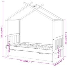 Vidaxl Otroški posteljni okvir s predalom temno siva borovina 80x160cm