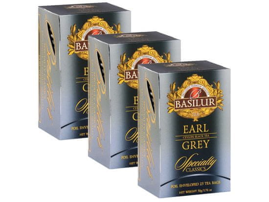 Basilur BASILUR Earl Grey - Cejlonski črni čaj z bergamotovim oljem v vrečkah, 25x2g