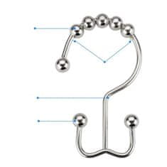 Northix Kavlji za tuš zavese - nerjaveče jeklo - 12 kos 