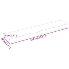 Vidaxl Stenska polica svetlo rjava 100x20x6 cm trdna hrastovina