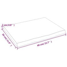 Vidaxl Stenska polica temno rjava 40x30x2 cm trdna hrastovina