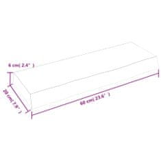 Vidaxl Stenska polica svetlo rjava 60x20x6 cm trdna hrastovina