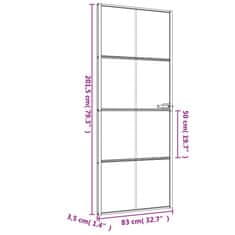 Vidaxl Notranja vrata ozka črna 83x201,5 cm kaljeno steklo in aluminij