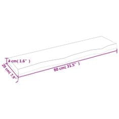 Vidaxl Stenska polica svetlo rjava 80x20x4 cm trdna hrastovina