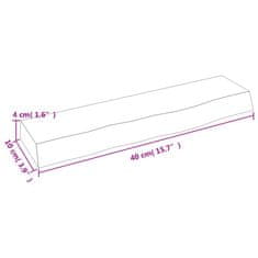 Vidaxl Stenska polica 40x10x4 cm neobdelana trdna hrastovina