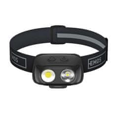 Emos Naglavna polnilna COB LED svetilka P3542, 500lm, 130m, Li-pol 1200mAh