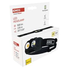 Emos Naglavna polnilna COB LED svetilka P3542, 500lm, 130m, Li-pol 1200mAh