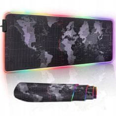 MG World Map RGB gaming podloga za miško 80 x 30 cm, črna