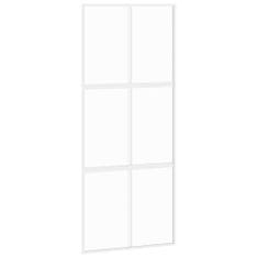 Vidaxl Drsna vrata bela 90x205 cm kaljeno steklo in aluminij