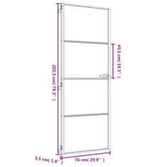 Vidaxl Notranja vrata ozka zlata 76x201,5cm kaljeno steklo in aluminij