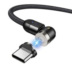 Maclean magnetni kabel maclean, kotni, podpira hitro polnjenje, usb c 3in1, 9v/2a, 5v/3a, najlonski oplet črn, 1m, mce474