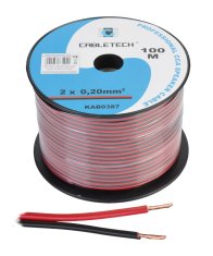 Cabletech kab0387 kabel za zvočnike cca 0,20 mm črno-rdeč (100 m kolut)