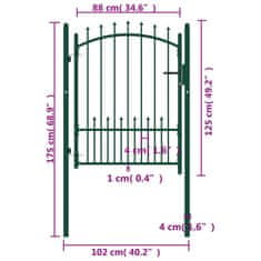 Vidaxl Vrata za ograjo s konicami jeklo 100x125 cm zelena