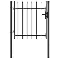 Vidaxl Enojna vrata za ograjo koničasta jeklo 1x1 m črna