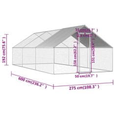 Vidaxl Zunanji kokošnjak 2,75x8x1,92 m pocinkano jeklo