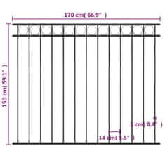 Vidaxl Ograjni panel iz jekla 1,7x1,5 m črn