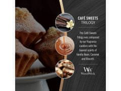 Woodwick Dišeča sveča z lesenim krakom Trilogy Cafe Sweets 609 g